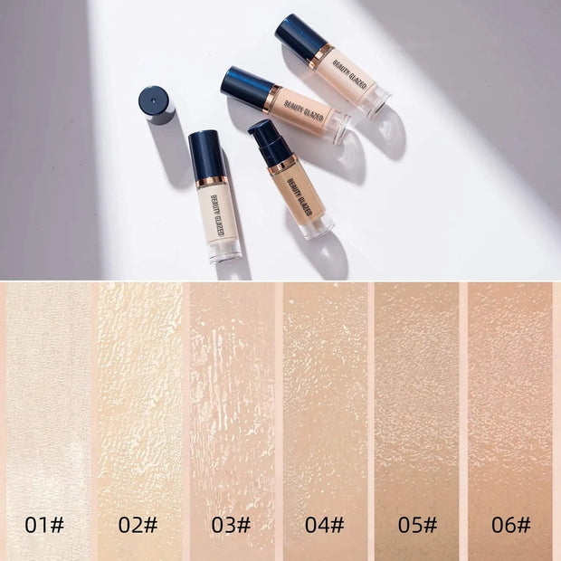BEAUTY GLAZED 6 Color Liquid Foundation,Full Coverage, Long-Lasting, Waterproof, Natural Effect,Hydrating