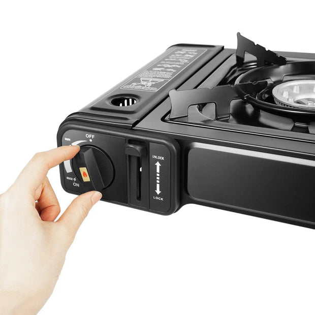 Black Portable 2-Burner Camping Stove