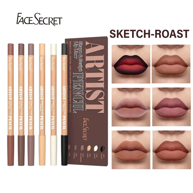 6pcs Velvet Matte Lip Liner Set