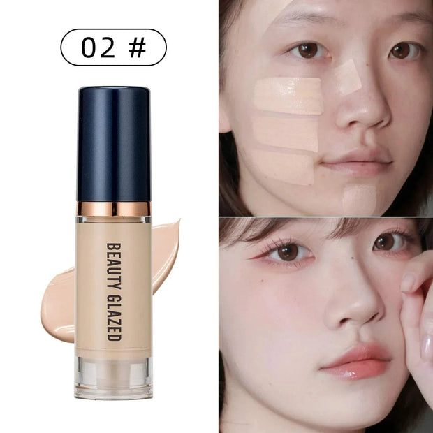 BEAUTY GLAZED 6 Color Liquid Foundation,Full Coverage, Long-Lasting, Waterproof, Natural Effect,Hydrating