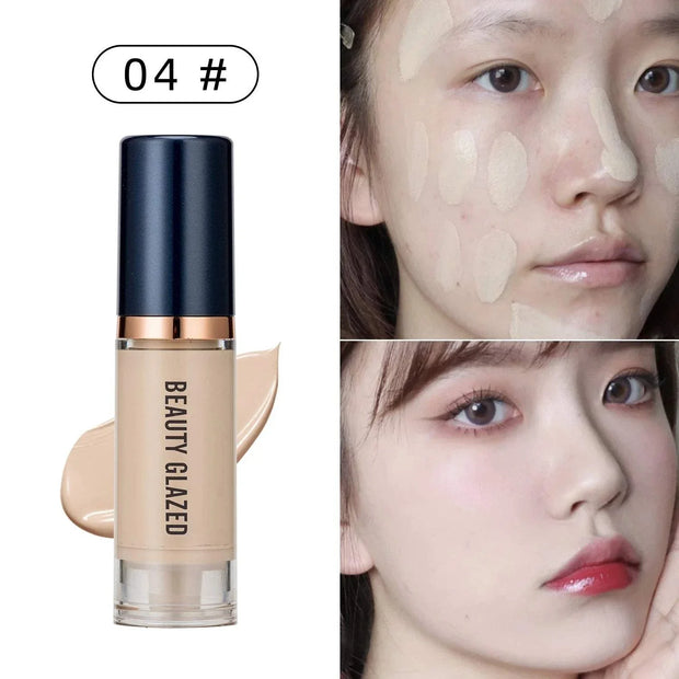 BEAUTY GLAZED 6 Color Liquid Foundation,Full Coverage, Long-Lasting, Waterproof, Natural Effect,Hydrating
